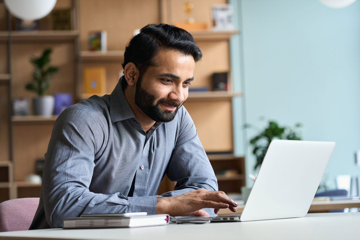 man working on a computer