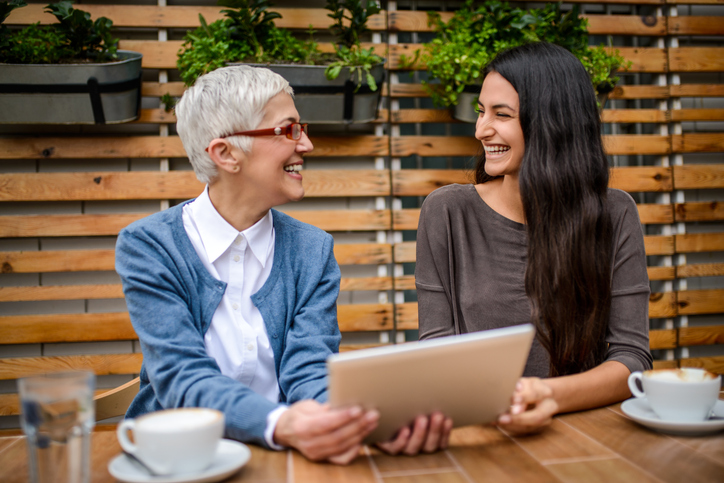 two ladies at table
