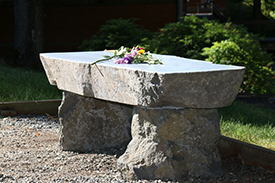 Toy Wolf memorial bench