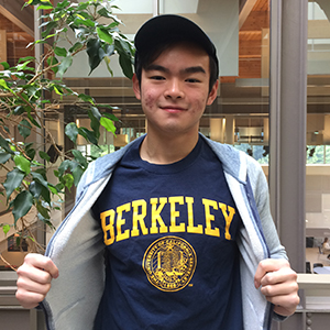 Alvin showing off his Berkeley t-shirt