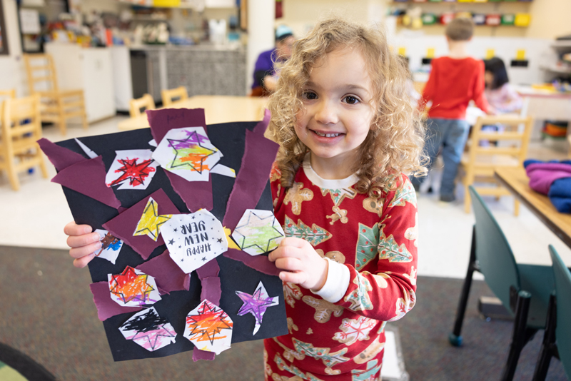 Preschool Girl Shows Homework