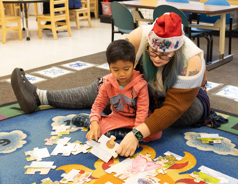 Teacher and two boys