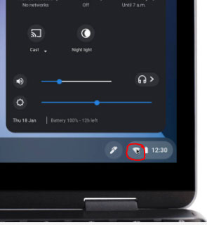 Chromebook quick settings panel