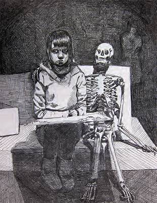 self portrait with skeleton